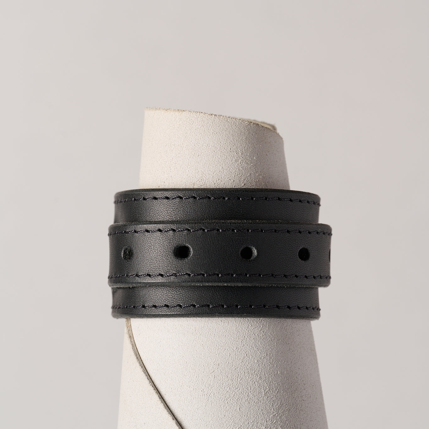 Black Leather Bracelet on white background