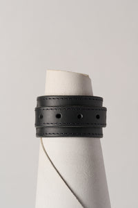 Black Leather Bracelet on white background