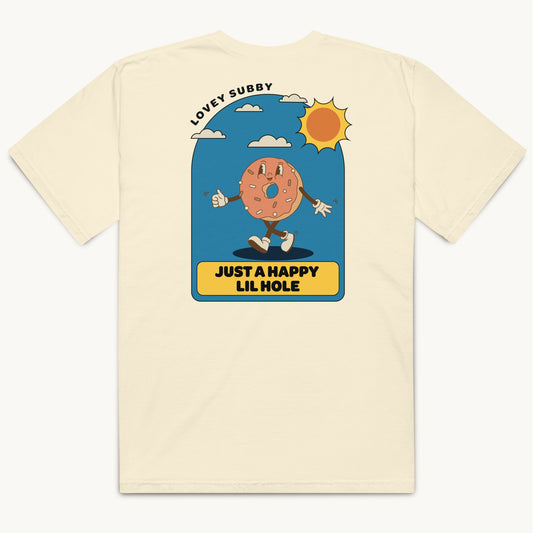 Happy Lil Hole T-Shirt – Retro Donut Graphic Tee for Kinky Subs & Doms