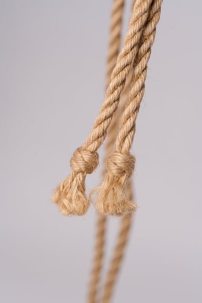 Natural Lovey Subby shibari Jute rope knotted ends tied with matthew walker knots.