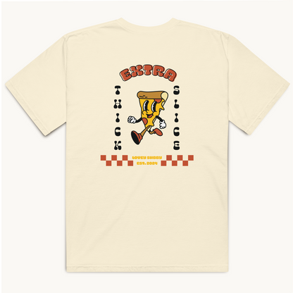 ivory t-shirt rubber hose vintage pizza slice design classic pizza pattern extra thick slice lovey subby t-shirt