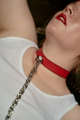 The Serpent and The Muse | Silver Luxury Leather Choker & Lead